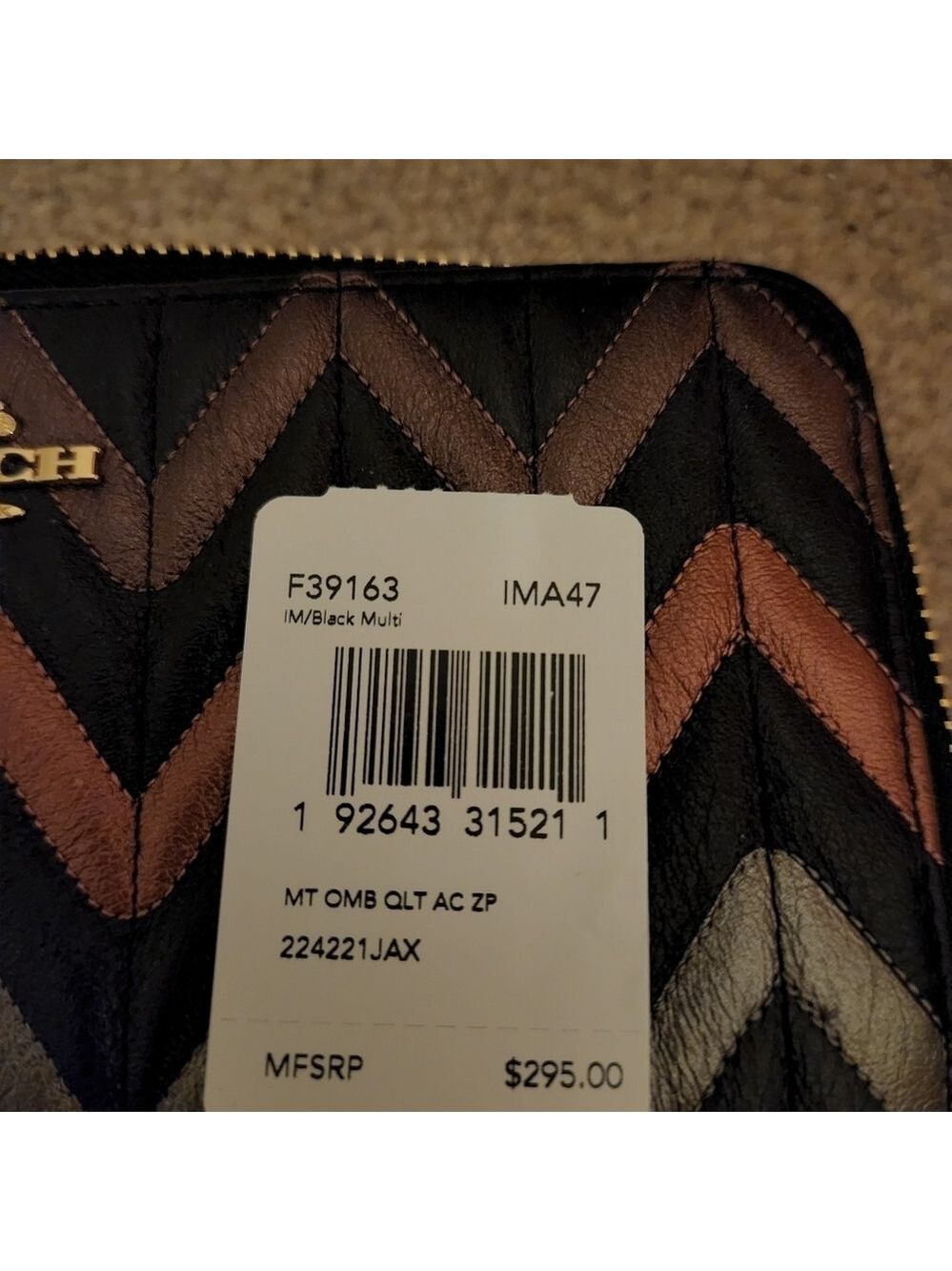NWT COACH Women's Long Zip Around Wallet in Metallic Ombre Quilted Leather - Picture 6 of 8